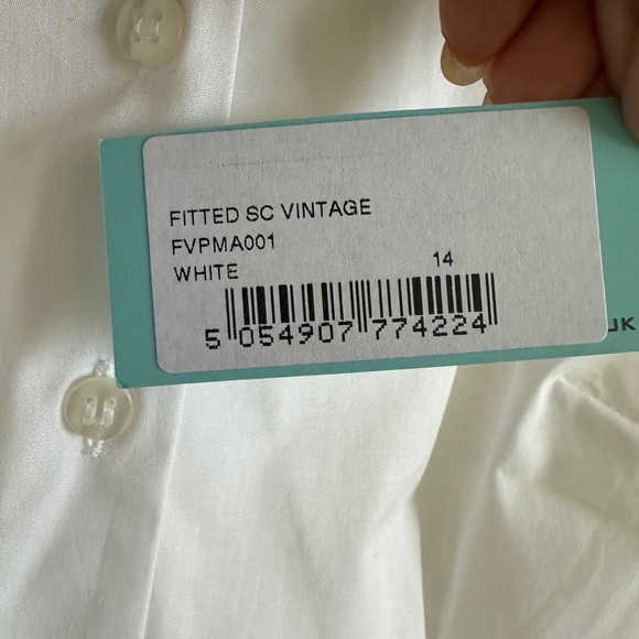 NWT Hawes & Curtis Fitted Vintage White Button Down Blouse Sz UK 14 - Picture 10 of 12